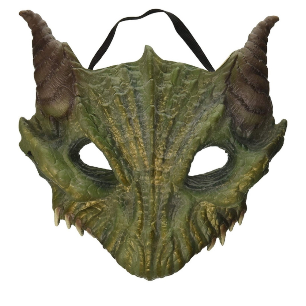 NWT Green Brown Soft Half Face Dragon Mask Festival Fairycore Viking Halloween